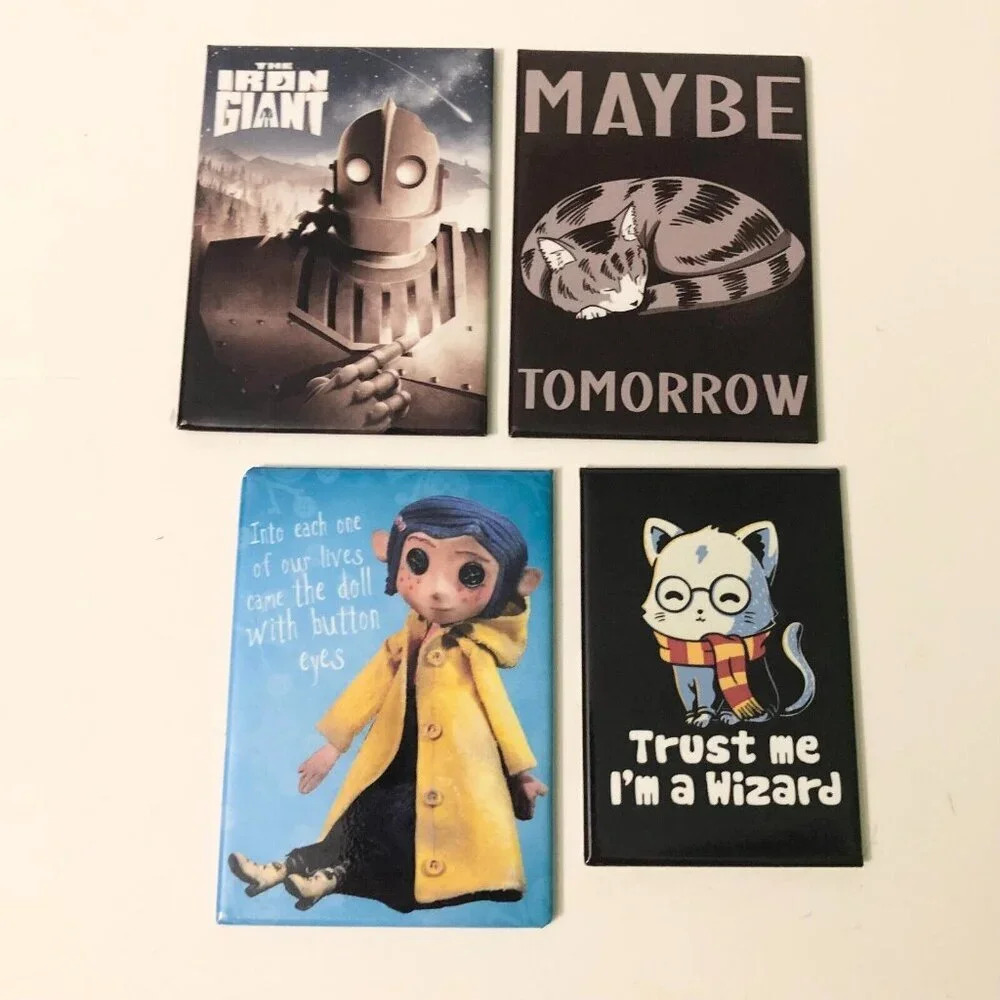 Lot of 4 Magnets Iron Giant Maybe Tomorrow Cat Caroline Ata Boy Magnets